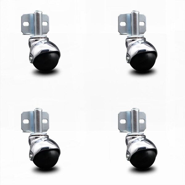 Service Caster 2 Inch Bright Chrome Polyolefin Ball Caster - Side Mount Bracket - SCC, 4PK SCC-GR01S20-POS-BC-716-4-CB180-4 - main
